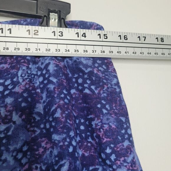 Vintage 90s blue purple linen blend midi abstract floral print skirt size large - Picture 5 of 6